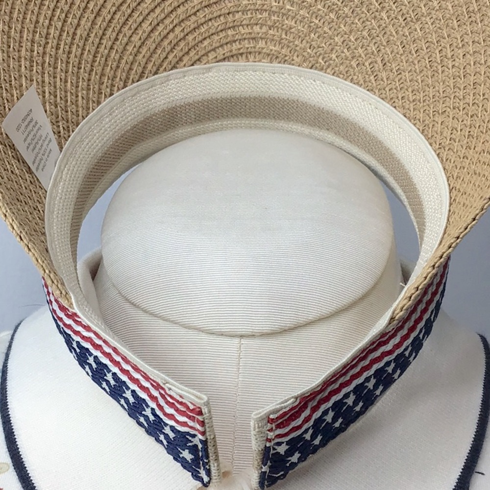 Vintage 🏹 Twig & Arrow Stars and Stripes Patterned Woven Visor Sun Hat Like New - Picture 4 of 8
